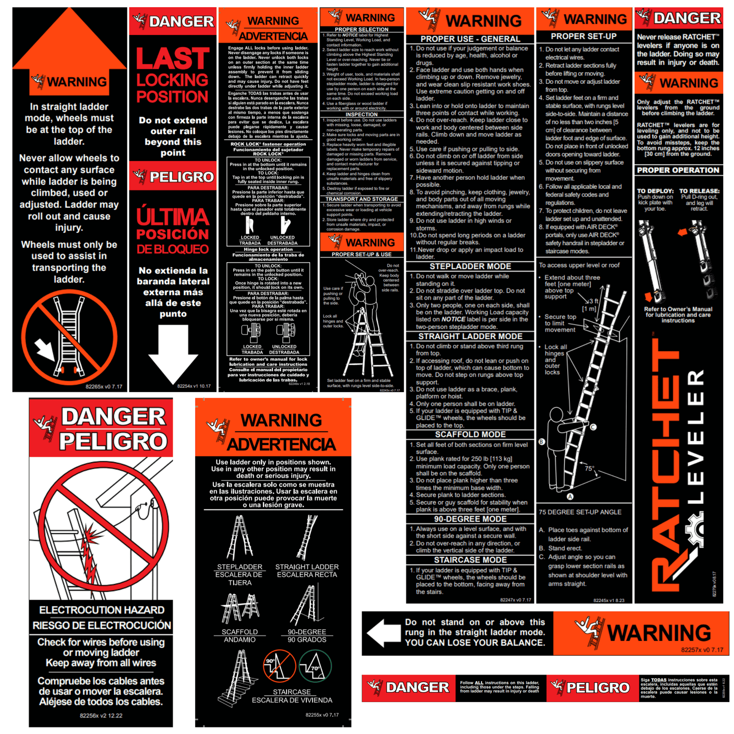 Label Kit (English/Spanish) for Aluminum Articulating Ladders