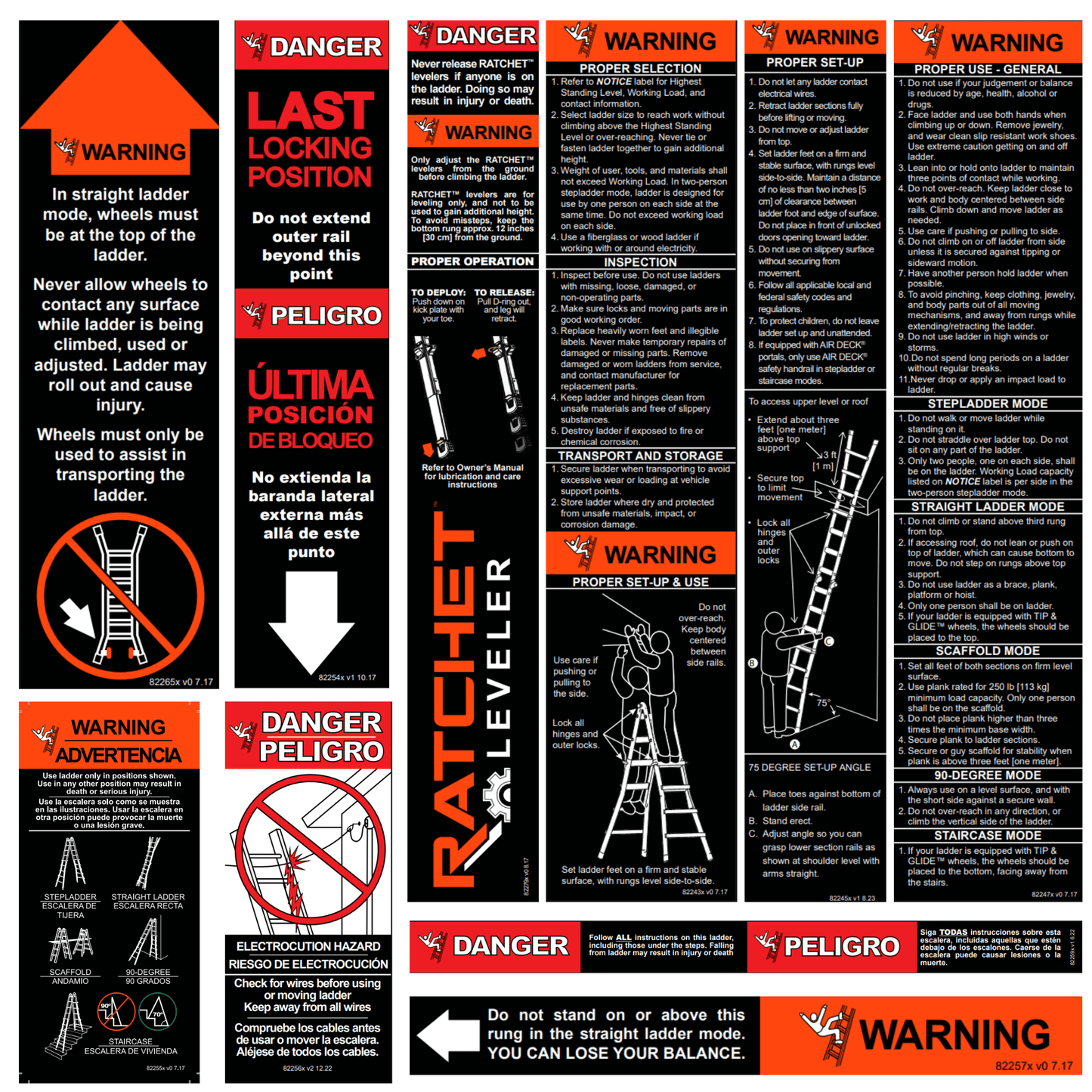 Label Kit (English/Spanish) for Aluminum Articulating Ladders