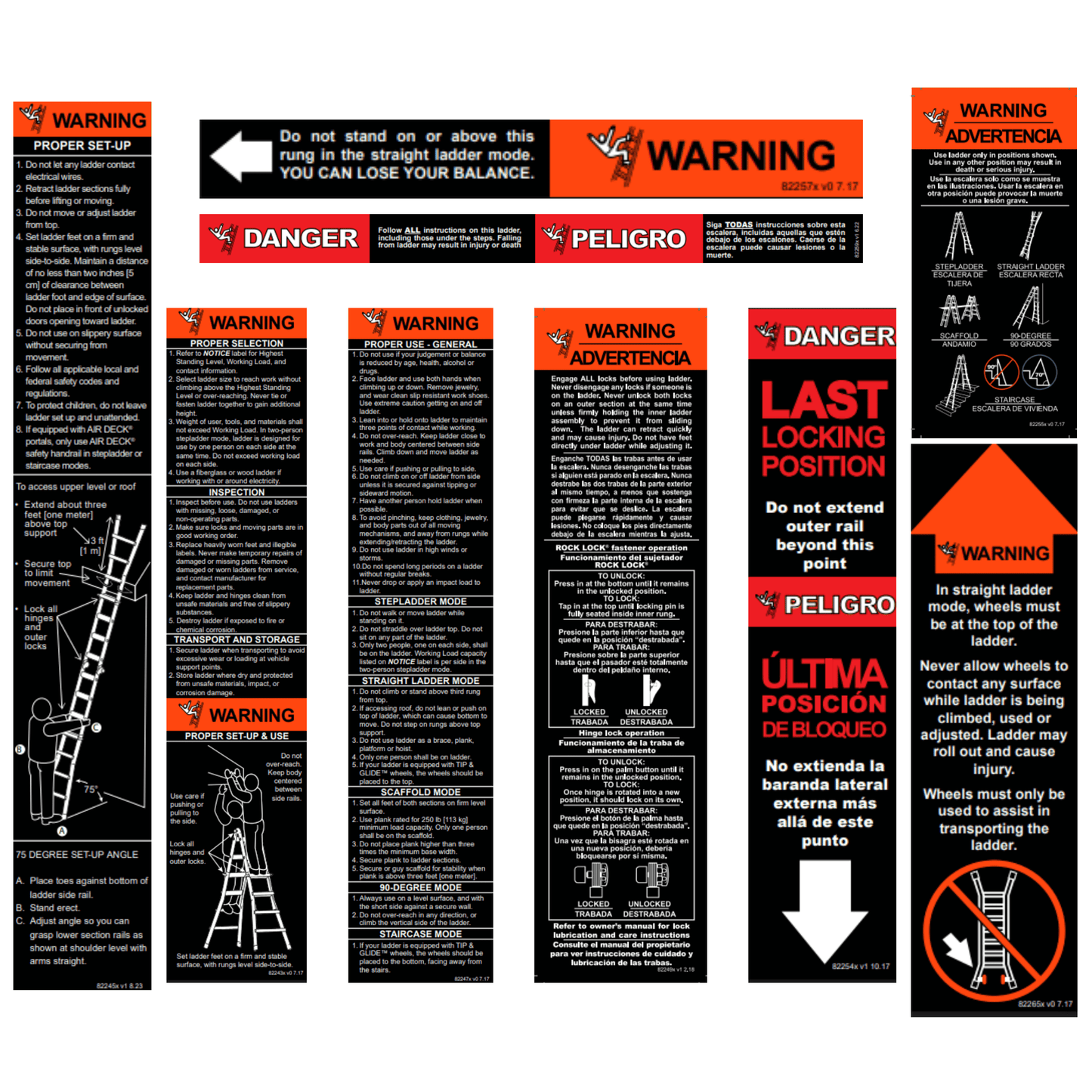 Label Kit (English/Spanish) for Fiberglass Articulating Ladders