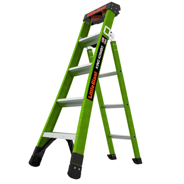 Green King Kombo ladder with 'Little Giant' branding.