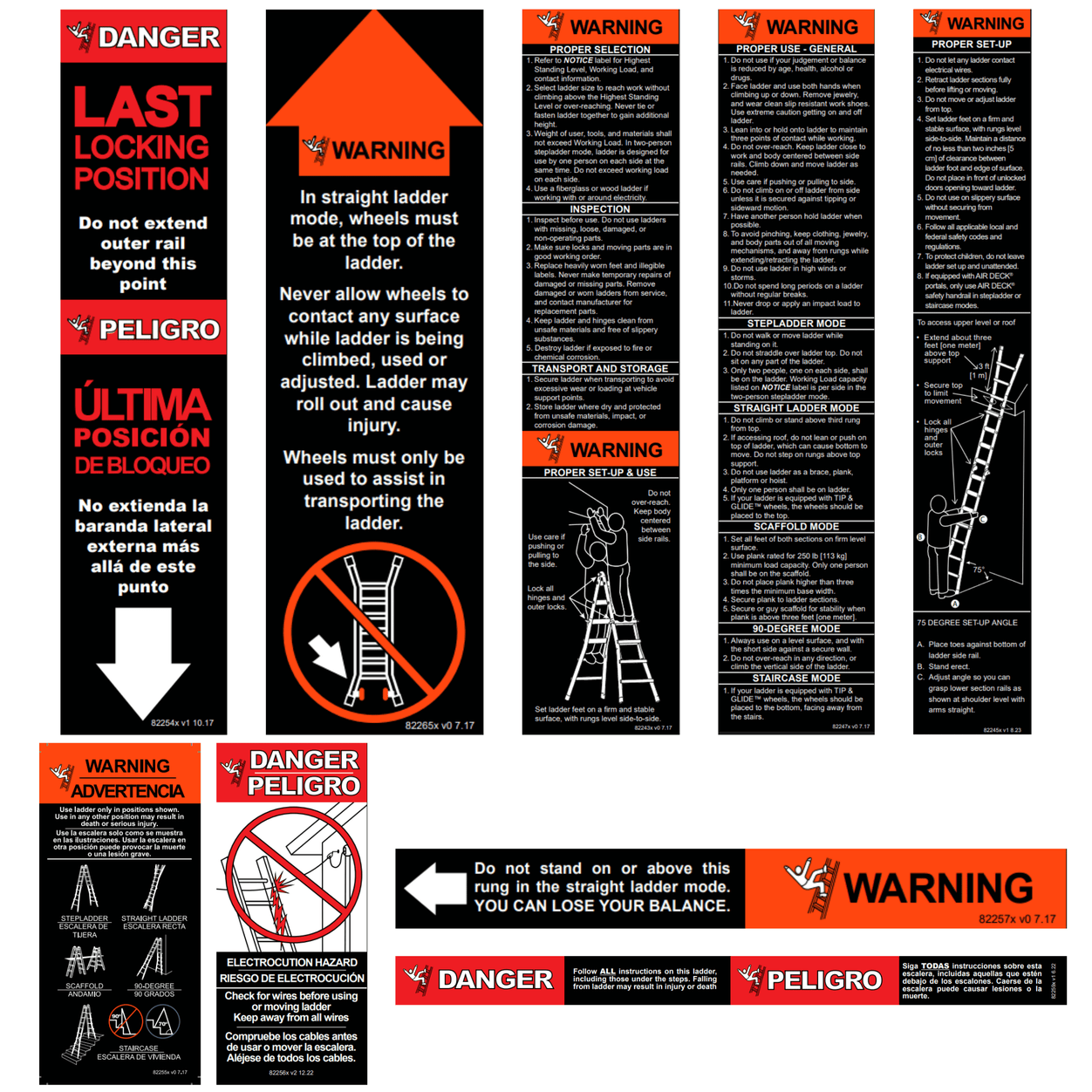 Label Kit (English/Spanish) for Aluminum Articulating Ladders
