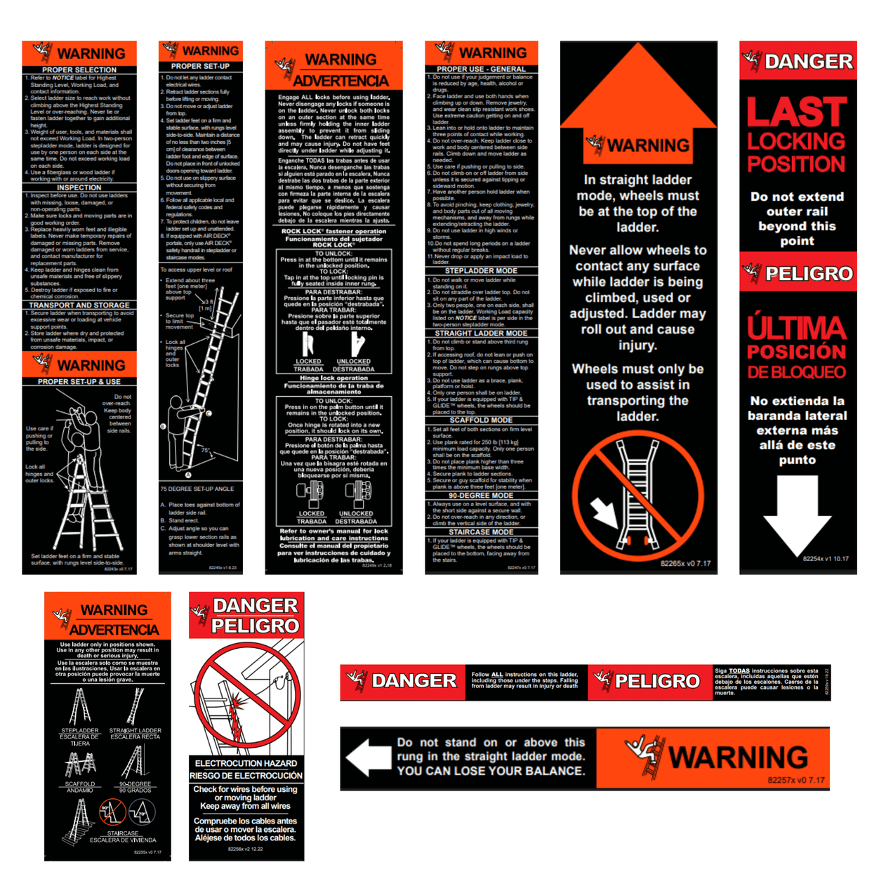 Label Kit (English/Spanish) for Aluminum Articulating Ladders