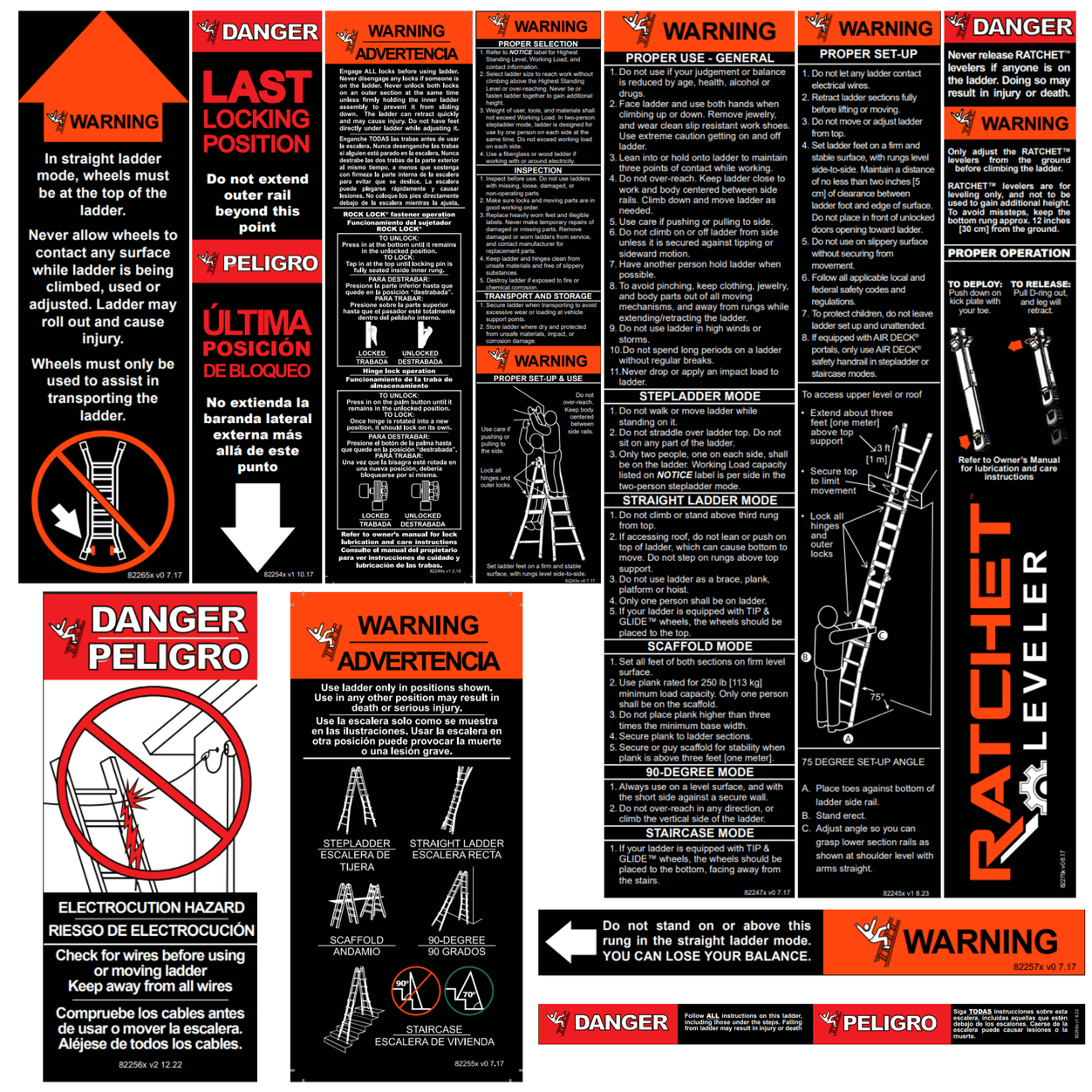 Label Kit (English/Spanish) for Aluminum Articulating Ladders