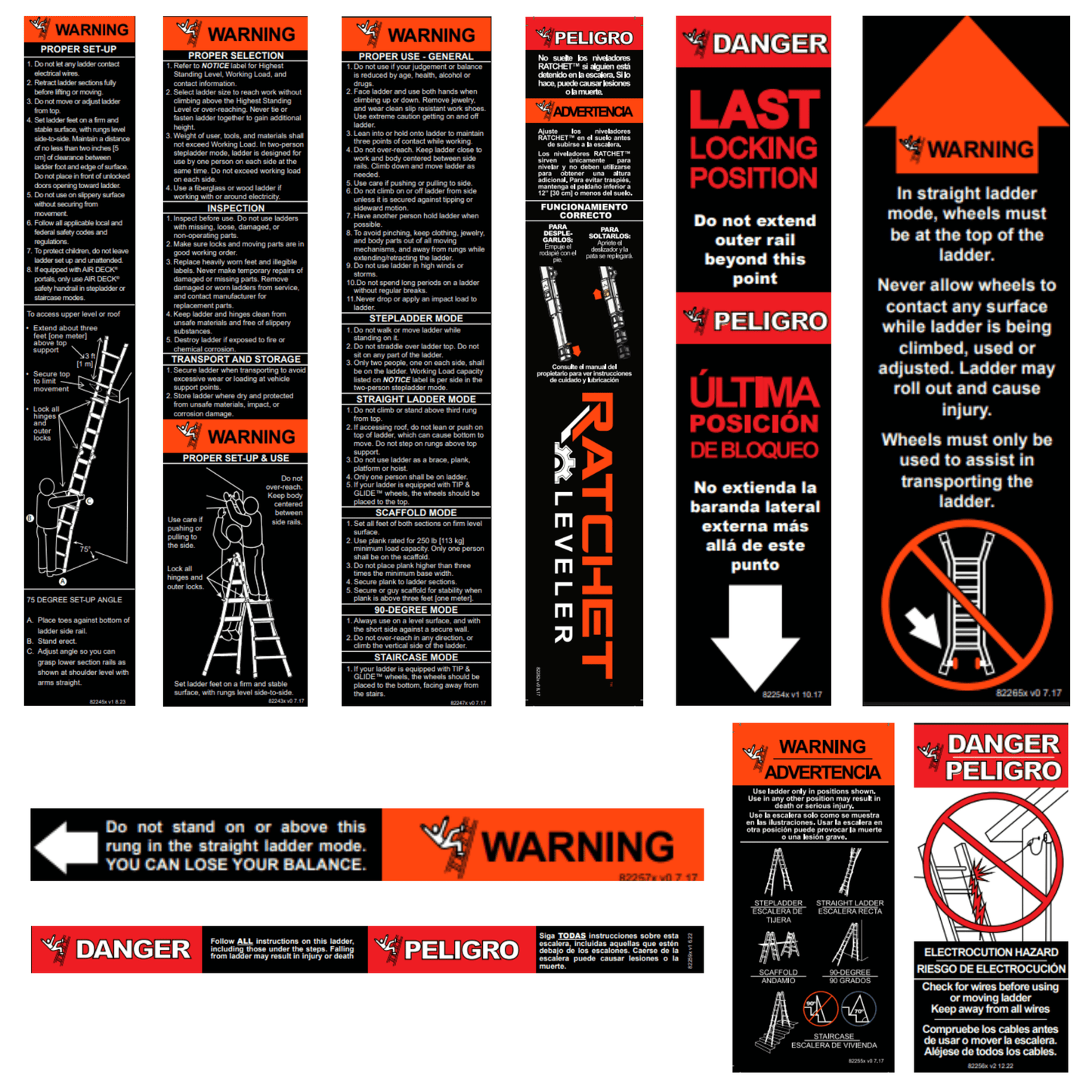Label Kit (English/Spanish) for Aluminum Articulating Ladders