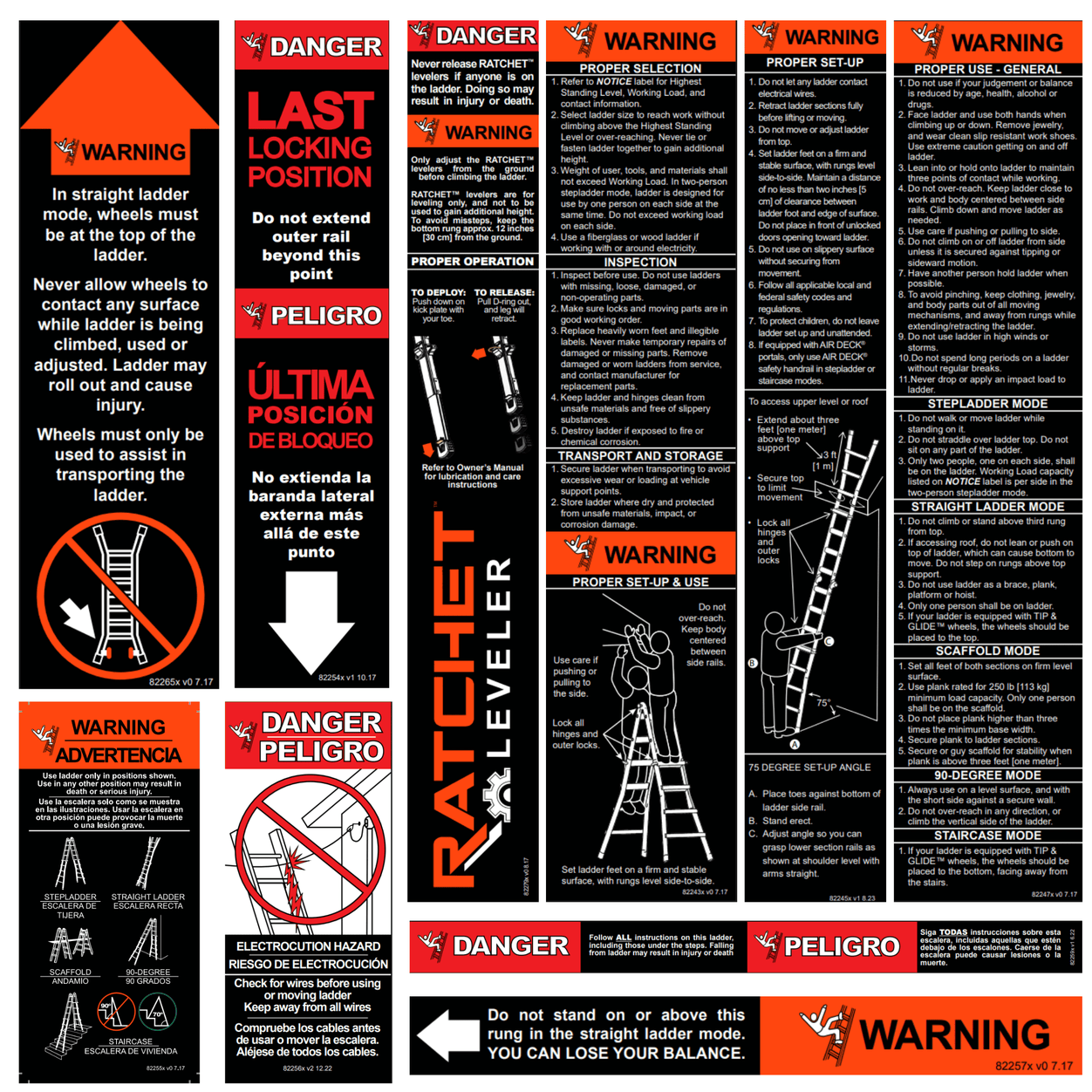 Label Kit (English/Spanish) for Aluminum Articulating Ladders
