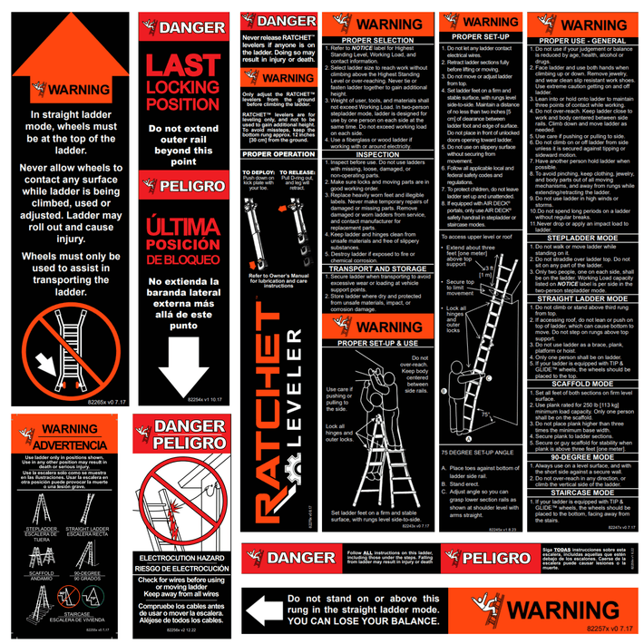 Label Kit (English/Spanish) for Aluminum Articulating Ladders