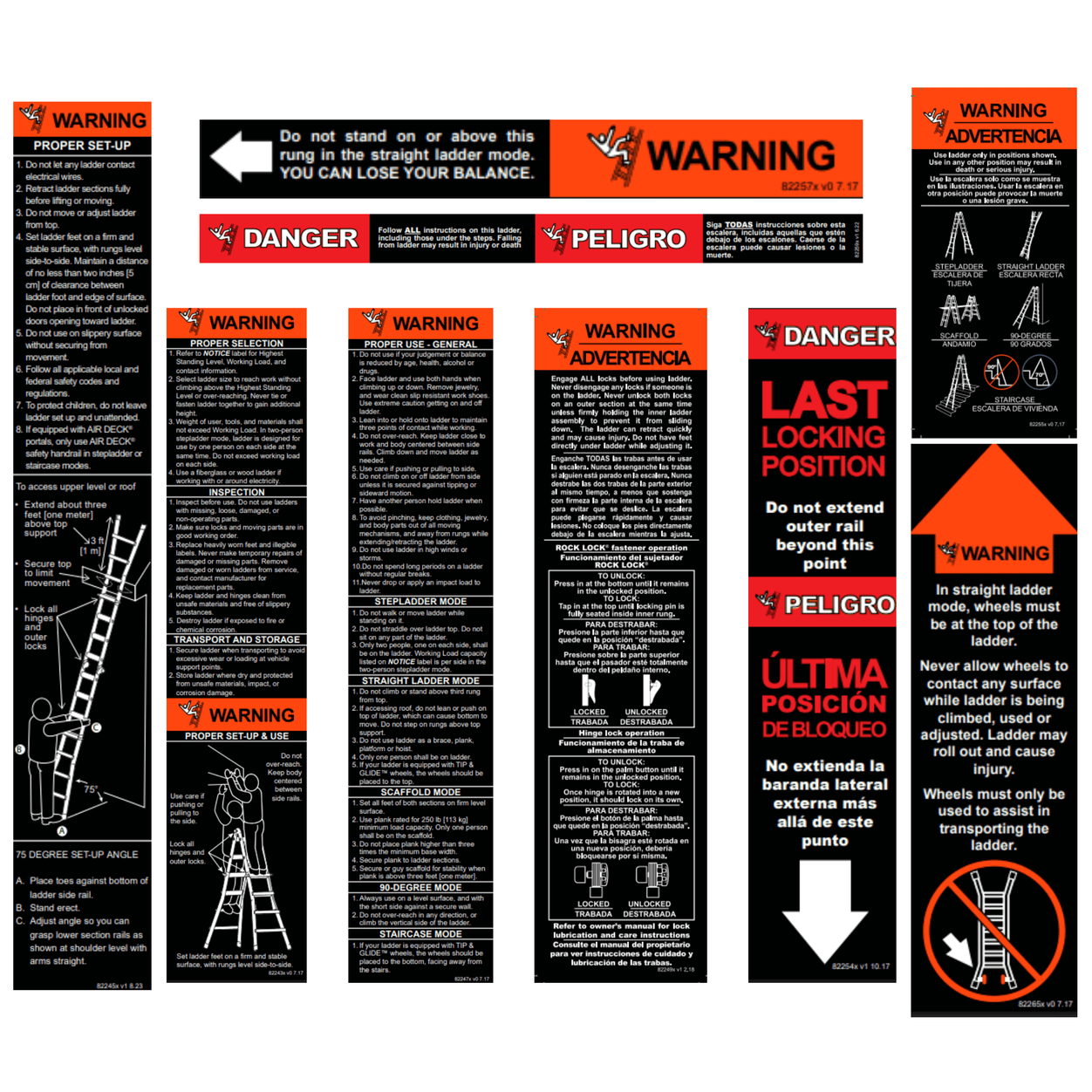 Label Kit (English/Spanish) for Fiberglass Articulating Ladders