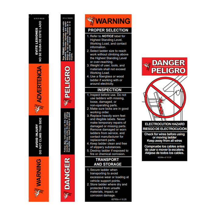 Label Kit (English/Spanish) for Aluminum Stepladders