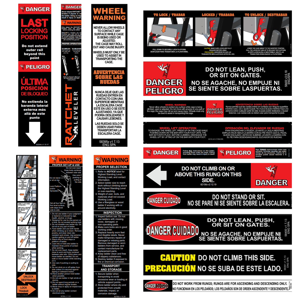 Label Kit (English/Spanish) for Adjustable Safety Cage