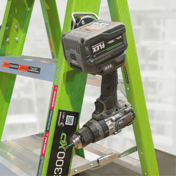 Power drill on a A-Force300XP ladder