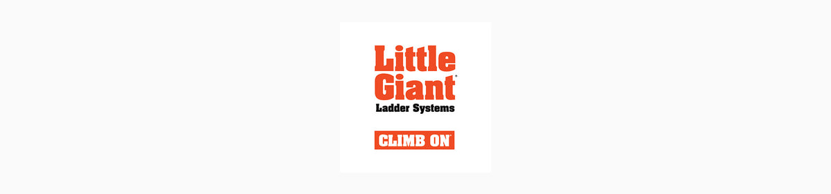 Little Giant Ladders logo with trademark text that says 'Climb On'