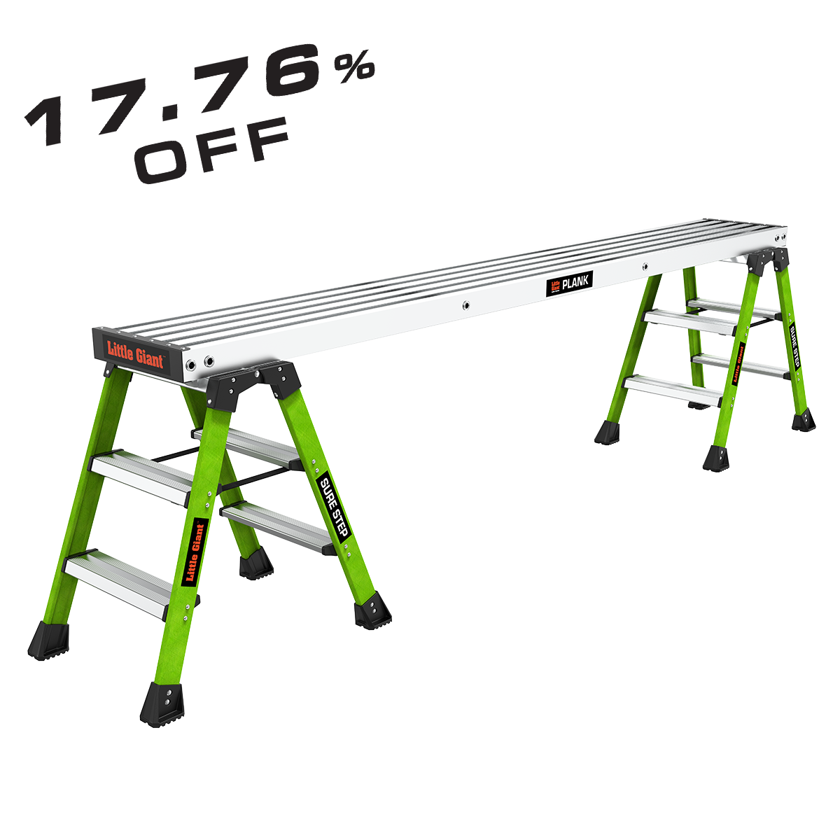 17.76 % off 2 sure step step ladders and 8 foot standard plank