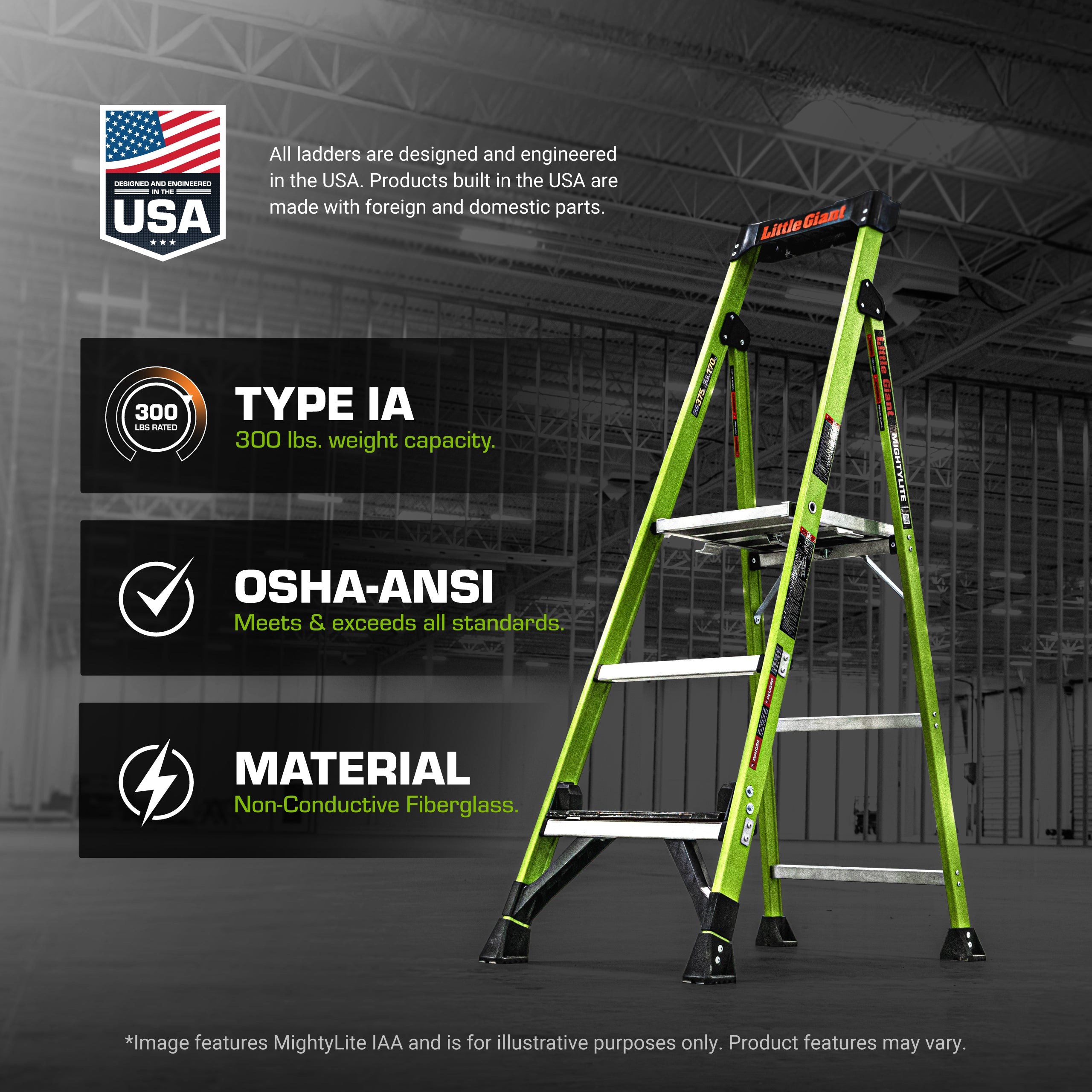 Micro Ladder Little Giant Ladders | Mightylite 2.0 | Fiberglass Stepladder