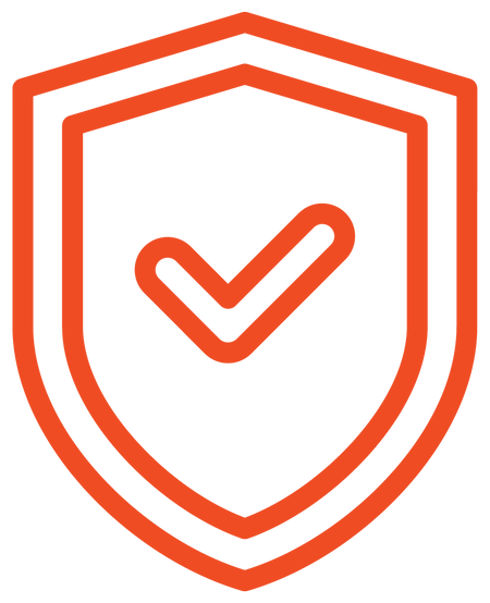 Red shield icon with a check mark
